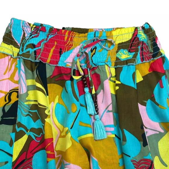True Destinations Multi-Color Tropical Palazzo Wide Leg Pants - M - Worn 1 Time - Picture 5 of 14